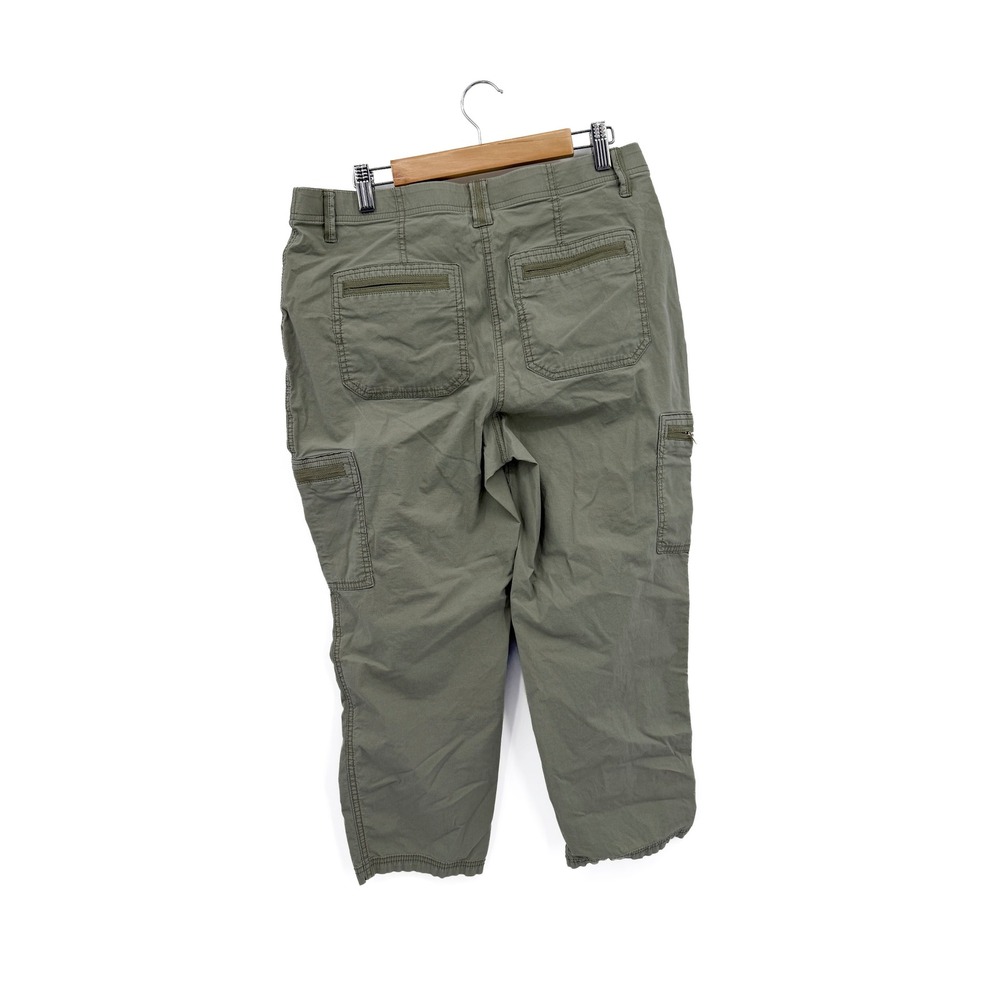 Chico's Cargo Pants Women 0.5 US 6 Olive Green Cropped Utility Stretch Straight - Picture 4 of 10